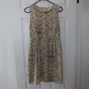 Vintage Geometric Patterned Sleeveless Dress